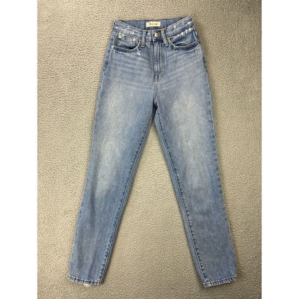 Madewell The Mom‎ Jean Womens 23 Tall Light Wash Blue Distressed Denim High Rise